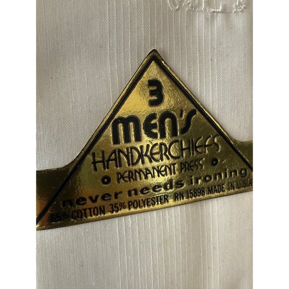 3 Mens Monogrammed Handkerchiefs Permanent Press 65% Cotton 35% Polyester Never - Picture 2 of 4